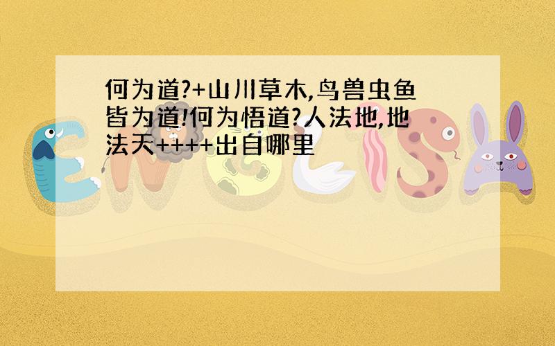 何为道?+山川草木,鸟兽虫鱼皆为道!何为悟道?人法地,地法天++++出自哪里