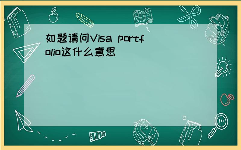 如题请问Visa portfolio这什么意思