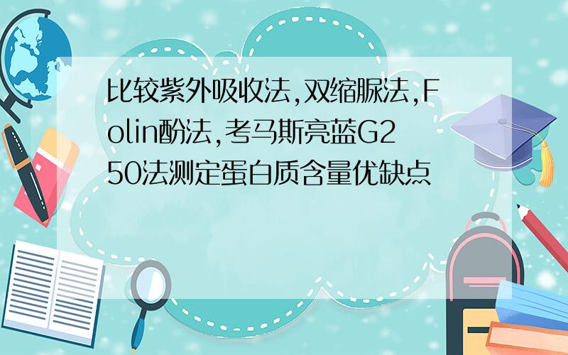 比较紫外吸收法,双缩脲法,Folin酚法,考马斯亮蓝G250法测定蛋白质含量优缺点