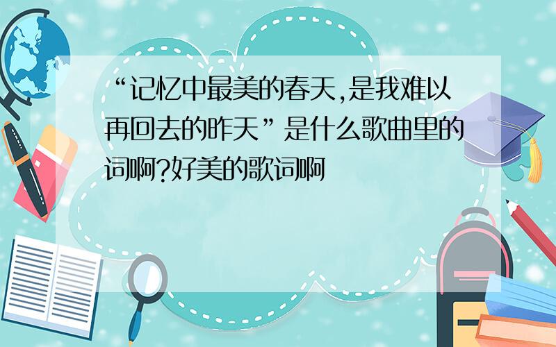 “记忆中最美的春天,是我难以再回去的昨天”是什么歌曲里的词啊?好美的歌词啊