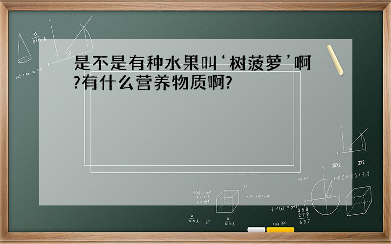 是不是有种水果叫‘树菠萝’啊?有什么营养物质啊?