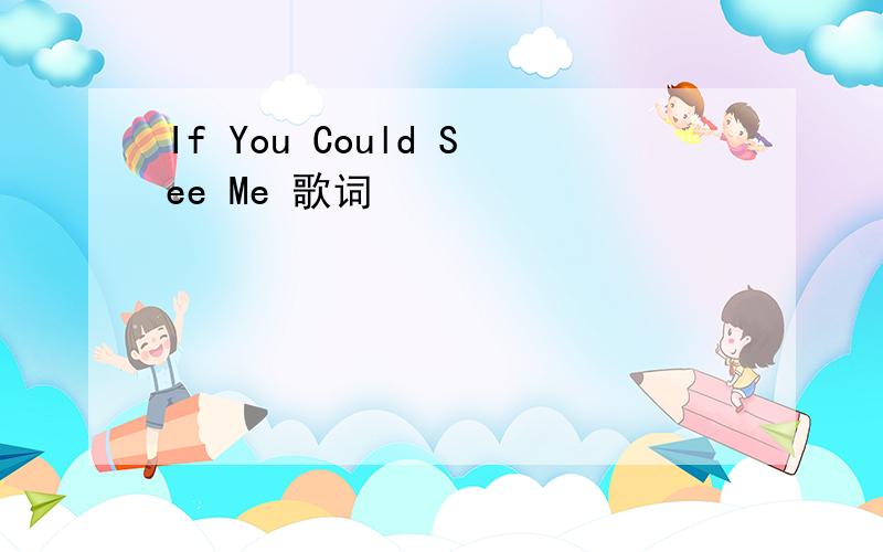 If You Could See Me 歌词