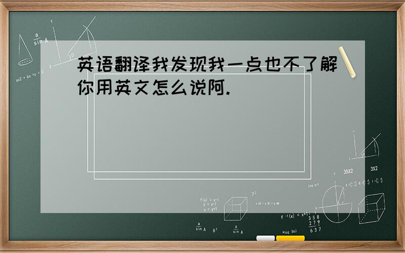 英语翻译我发现我一点也不了解你用英文怎么说阿.