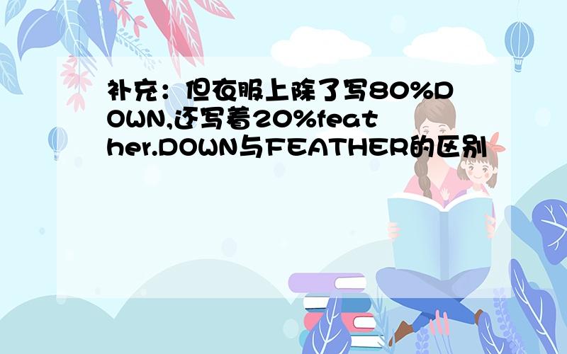 补充：但衣服上除了写80%DOWN,还写着20%feather.DOWN与FEATHER的区别