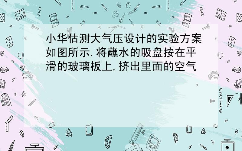 小华估测大气压设计的实验方案如图所示.将蘸水的吸盘按在平滑的玻璃板上,挤出里面的空气