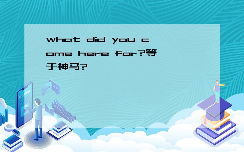 what did you come here for?等于神马?