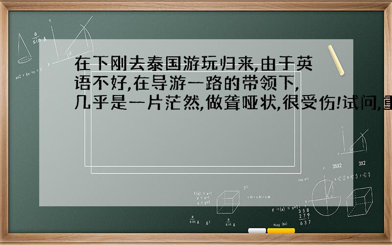 在下刚去泰国游玩归来,由于英语不好,在导游一路的带领下,几乎是一片茫然,做聋哑状,很受伤!试问,重庆哪里有旅游类交际英语