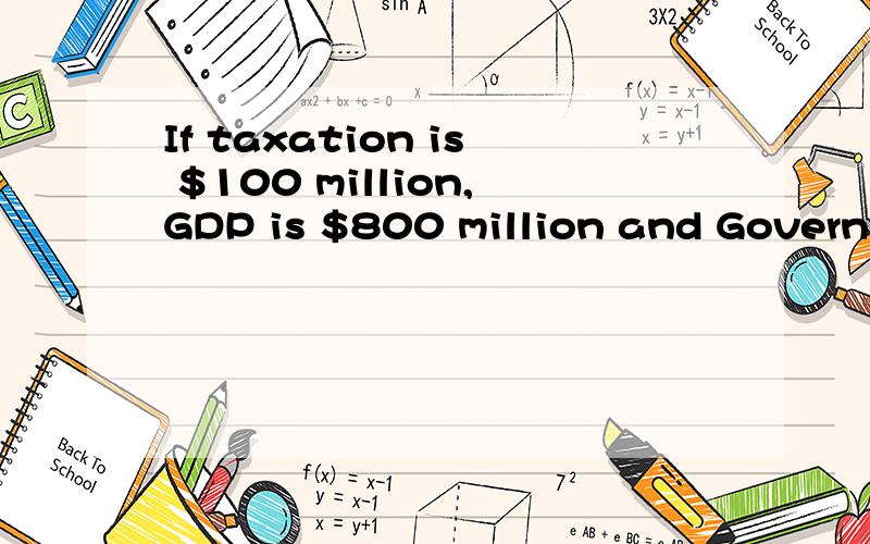 If taxation is $100 million,GDP is $800 million and Governme