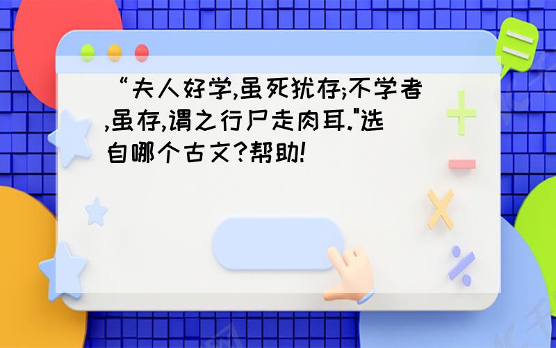 “夫人好学,虽死犹存;不学者,虽存,谓之行尸走肉耳.