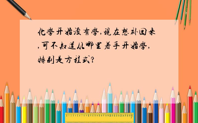 化学开始没有学,现在想补回来,可不知道从哪里着手开始学,特别是方程式?