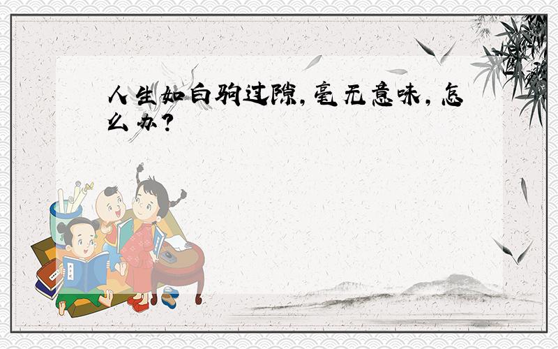 人生如白驹过隙,毫无意味,怎么办?