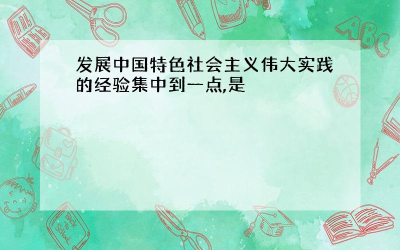 发展中国特色社会主义伟大实践的经验集中到一点,是