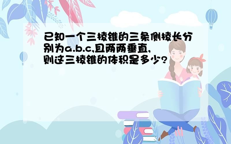 已知一个三棱锥的三条侧棱长分别为a.b.c,且两两垂直,则这三棱锥的体积是多少?