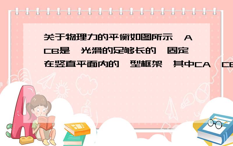 关于物理力的平衡如图所示,ACB是一光滑的足够长的、固定在竖直平面内的∧型框架,其中CA、CB边与竖直方向的夹角均为θ.