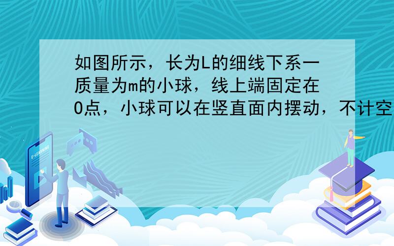 如图所示，长为L的细线下系一质量为m的小球，线上端固定在O点，小球可以在竖直面内摆动，不计空气阻力，当小球从摆角为θ的位