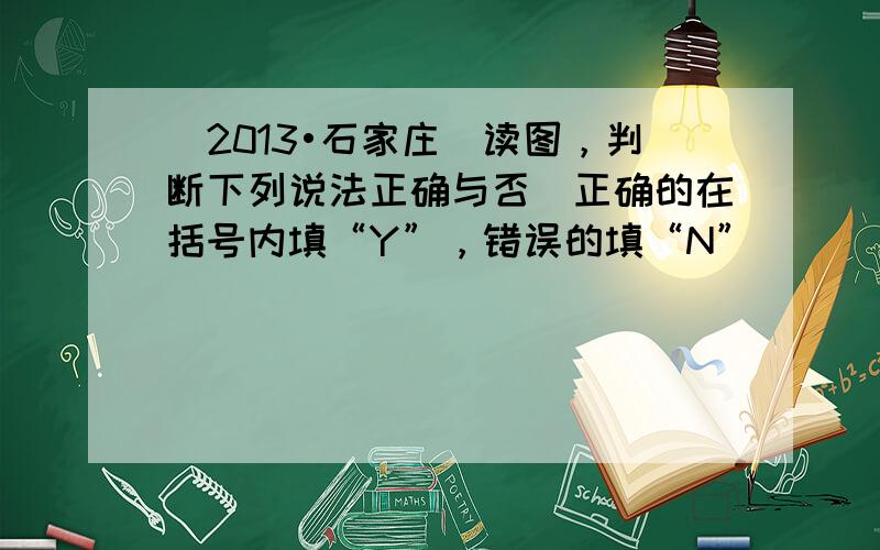 （2013•石家庄）读图，判断下列说法正确与否．正确的在括号内填“Y”，错误的填“N”．