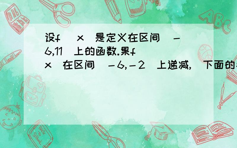 设f (x)是定义在区间[－6,11]上的函数.果f (x)在区间[－6,－2]上递减,(下面的看补充说明)