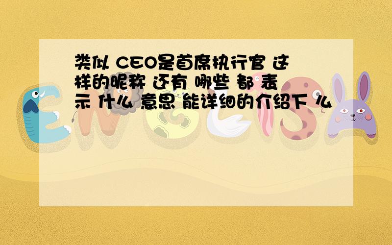 类似 CEO是首席执行官 这样的昵称 还有 哪些 都 表示 什么 意思 能详细的介绍下 么