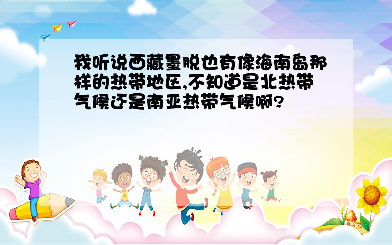 我听说西藏墨脱也有像海南岛那样的热带地区,不知道是北热带气候还是南亚热带气候啊?