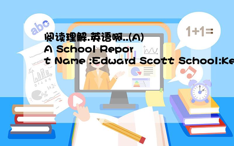 阅读理解.英语啊..(A) A School Report Name :Edward Scott School:Kelv