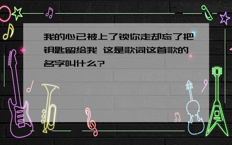 我的心已被上了锁你走却忘了把钥匙留给我 这是歌词这首歌的名字叫什么?