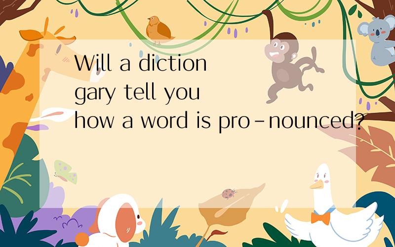 Will a dictiongary tell you how a word is pro-nounced?