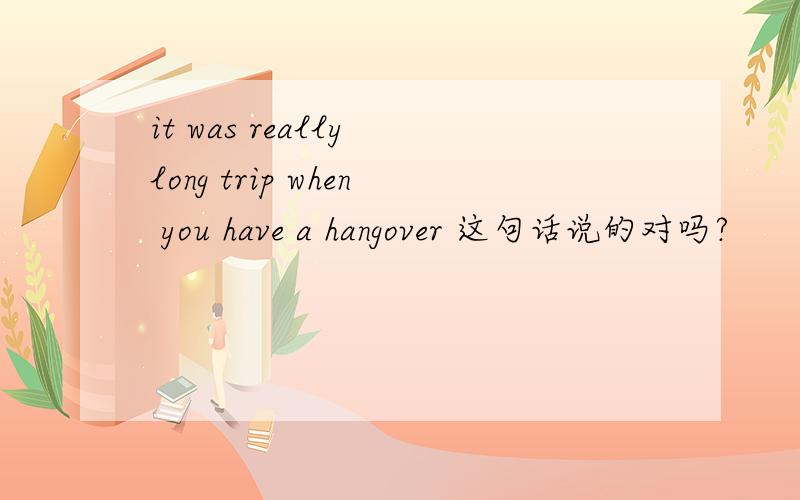 it was really long trip when you have a hangover 这句话说的对吗?