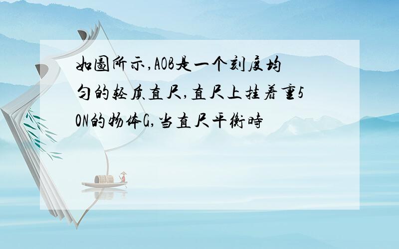 如图所示,AOB是一个刻度均匀的轻质直尺,直尺上挂着重50N的物体G,当直尺平衡时