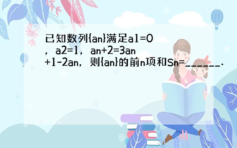 已知数列{an}满足a1=0，a2=1，an+2=3an+1-2an，则{an}的前n项和Sn=______．