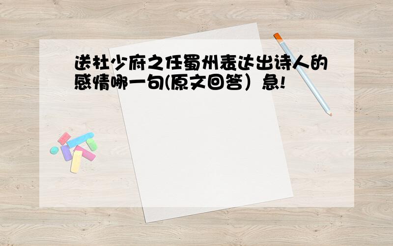 送杜少府之任蜀州表达出诗人的感情哪一句(原文回答）急!