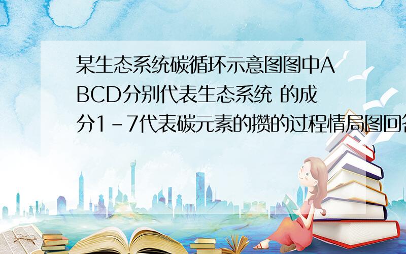 某生态系统碳循环示意图图中ABCD分别代表生态系统 的成分1-7代表碳元素的攒的过程情局图回答从物质循