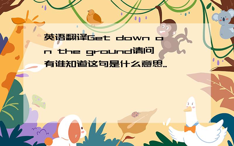 英语翻译Get down on the ground请问有谁知道这句是什么意思..