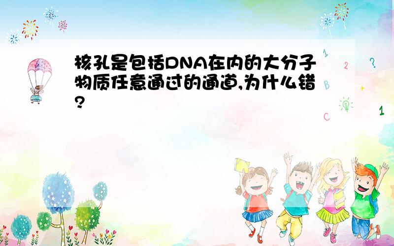 核孔是包括DNA在内的大分子物质任意通过的通道,为什么错?