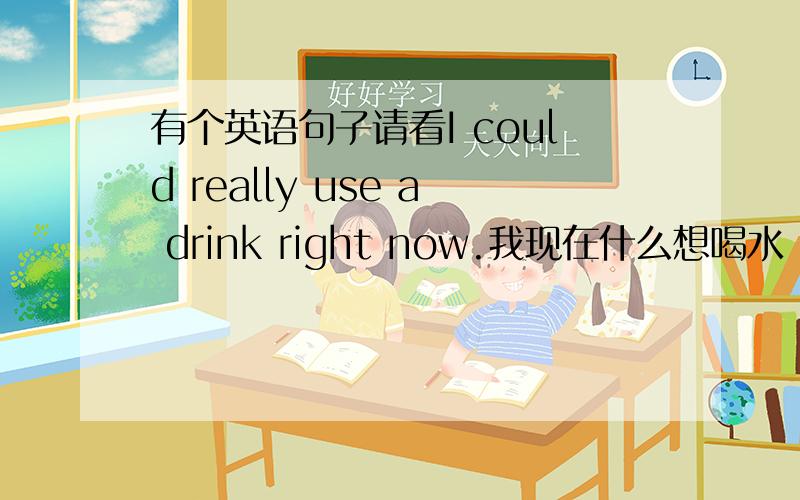 有个英语句子请看I could really use a drink right now.我现在什么想喝水 可是在这个句