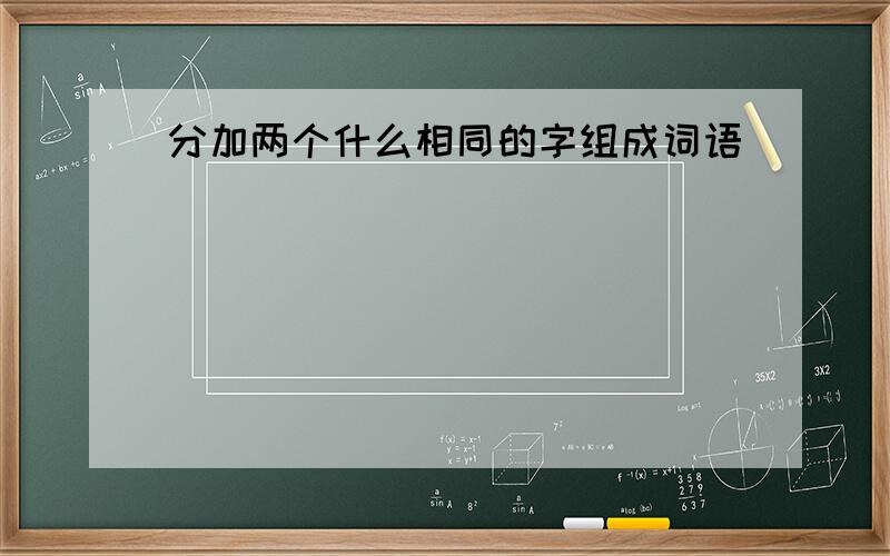 分加两个什么相同的字组成词语