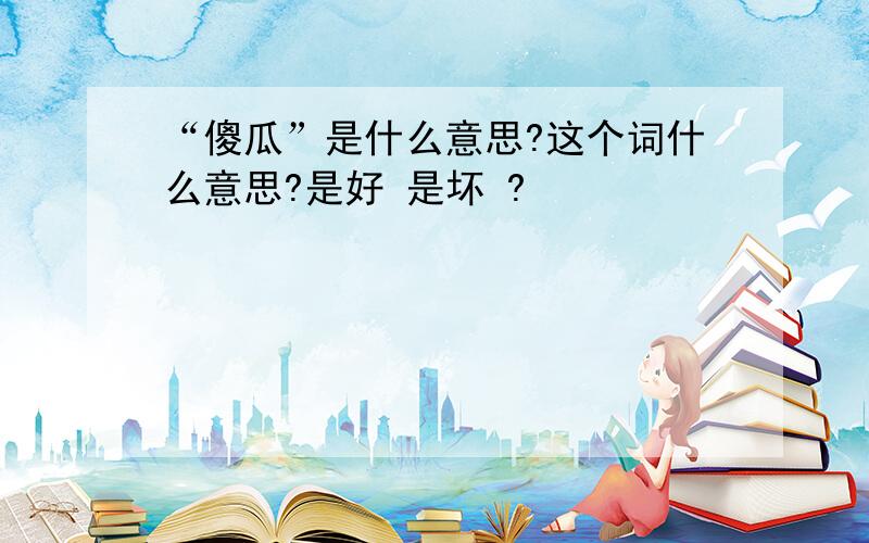 “傻瓜”是什么意思?这个词什么意思?是好 是坏 ?