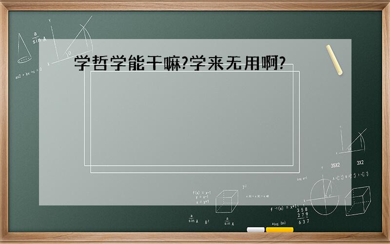 学哲学能干嘛?学来无用啊?