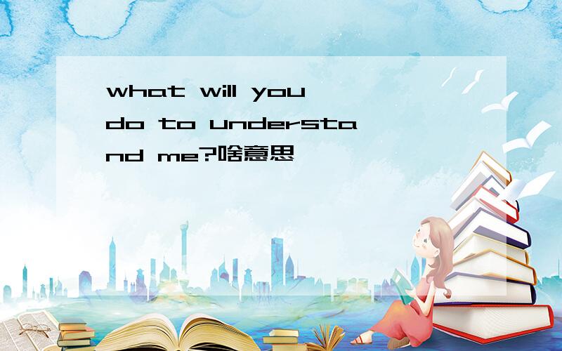 what will you do to understand me?啥意思