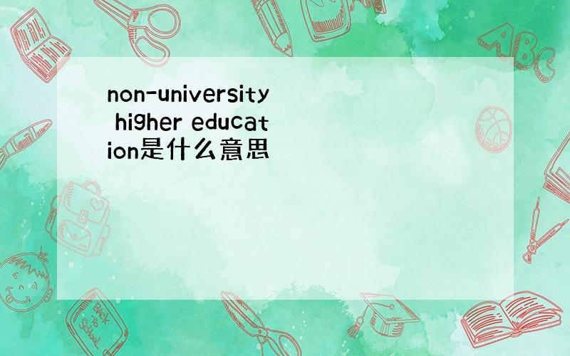 non-university higher education是什么意思