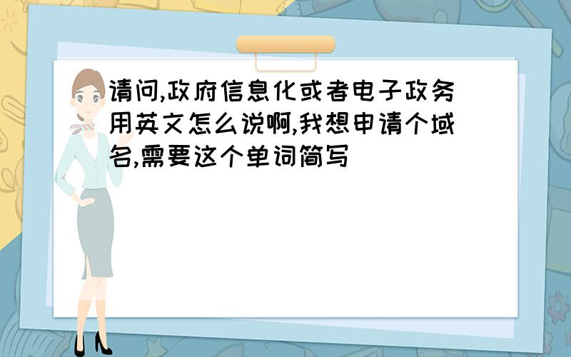 请问,政府信息化或者电子政务用英文怎么说啊,我想申请个域名,需要这个单词简写