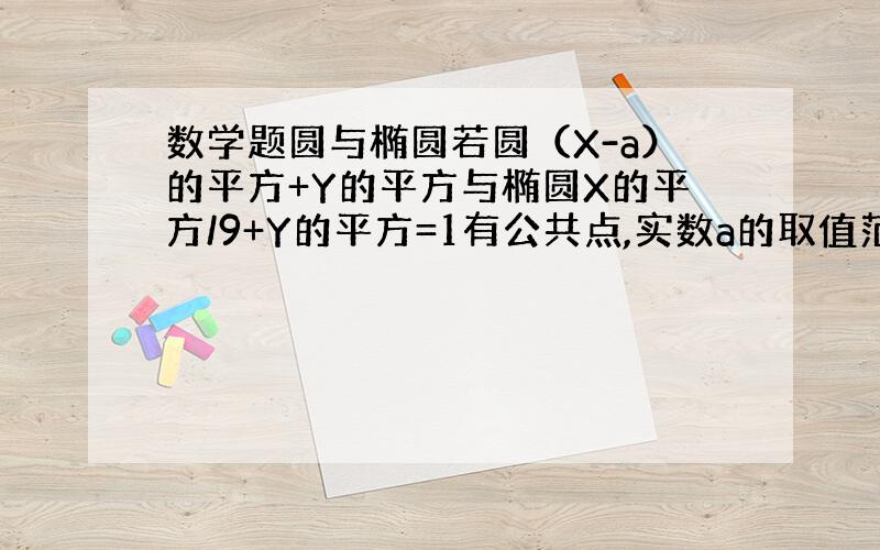 数学题圆与椭圆若圆（X-a）的平方+Y的平方与椭圆X的平方/9+Y的平方=1有公共点,实数a的取值范围.顺便问一行X的平