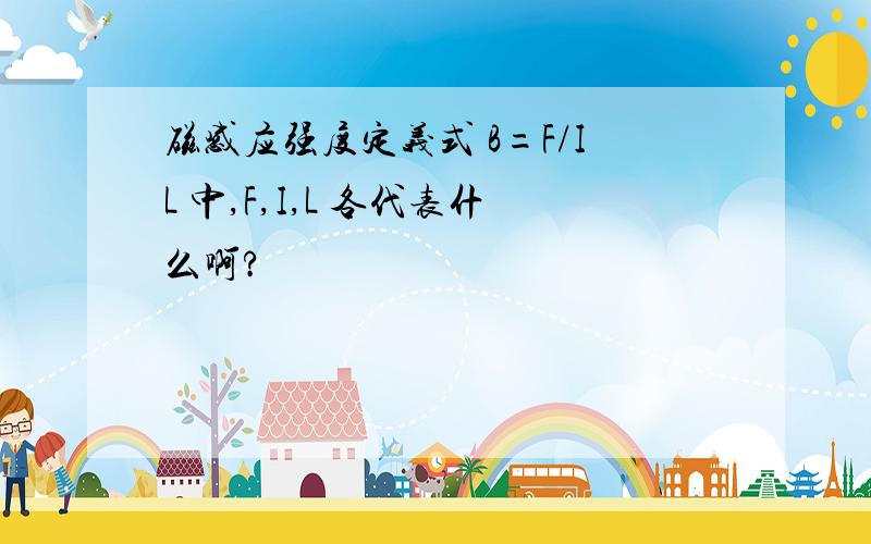 磁感应强度定义式 B=F/IL 中,F,I,L 各代表什么啊?