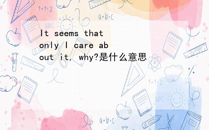 It seems that only I care about it, why?是什么意思