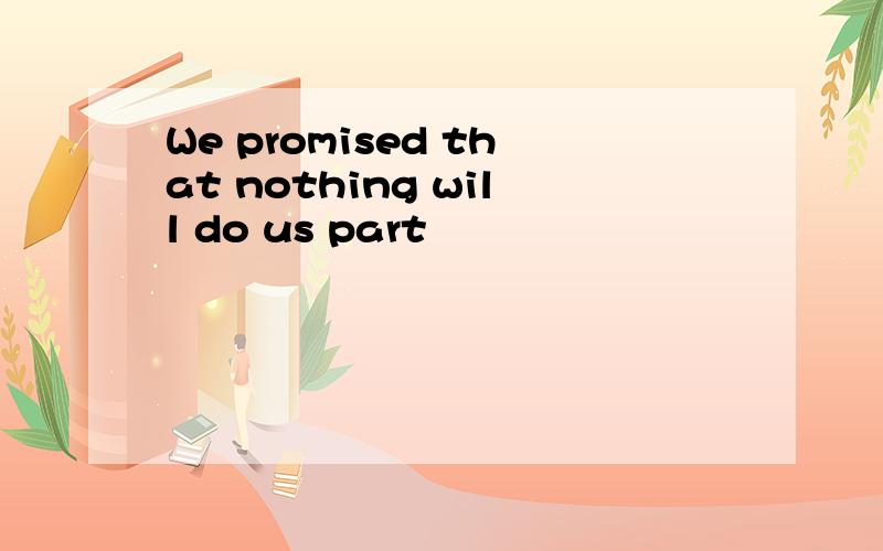 We promised that nothing will do us part