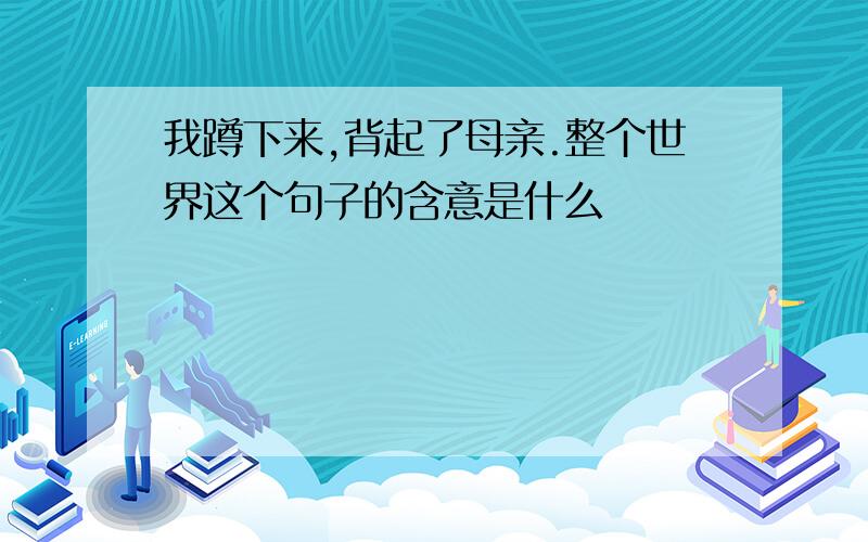 我蹲下来,背起了母亲.整个世界这个句子的含意是什么