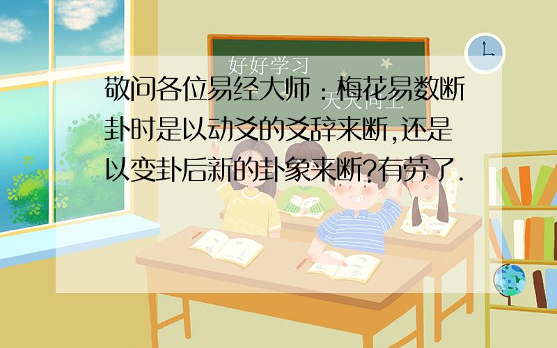 敬问各位易经大师：梅花易数断卦时是以动爻的爻辞来断,还是以变卦后新的卦象来断?有劳了.