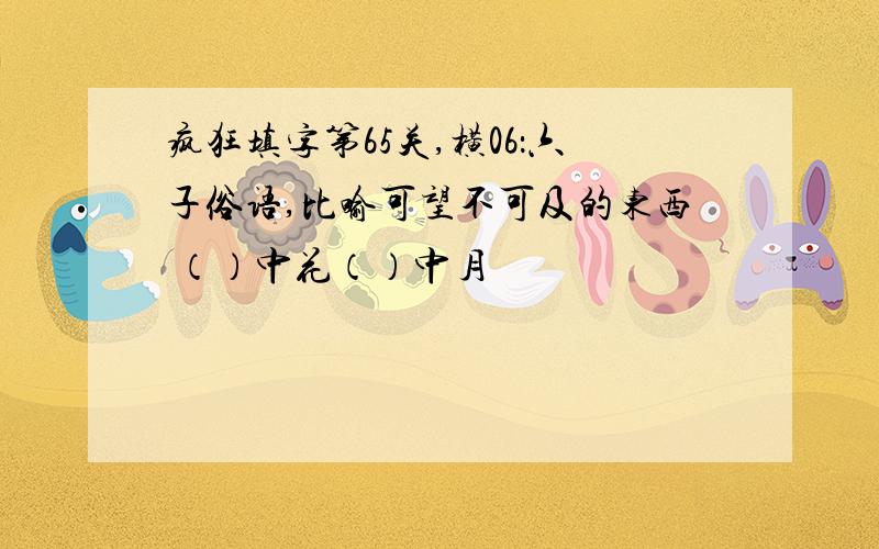 疯狂填字第65关,横06：六子俗语,比喻可望不可及的东西 （）中花（）中月