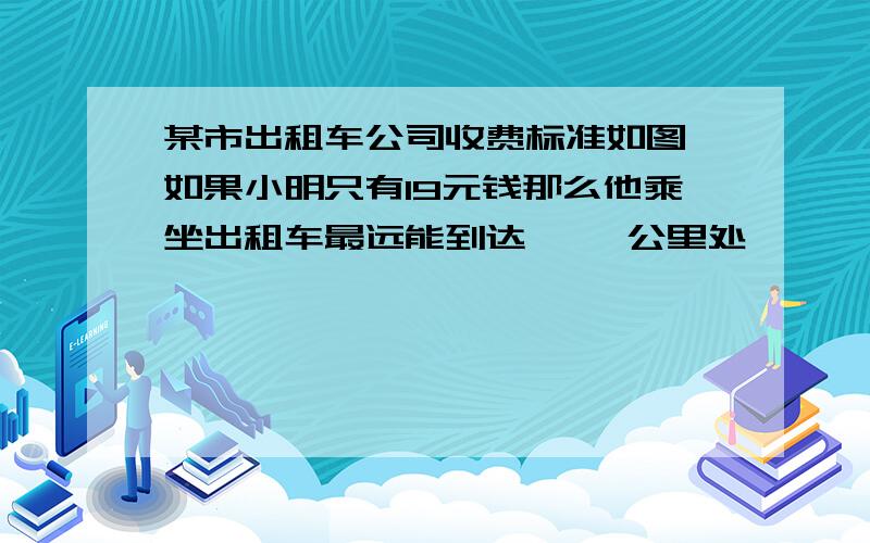 某市出租车公司收费标准如图,如果小明只有19元钱那么他乘坐出租车最远能到达 ——公里处