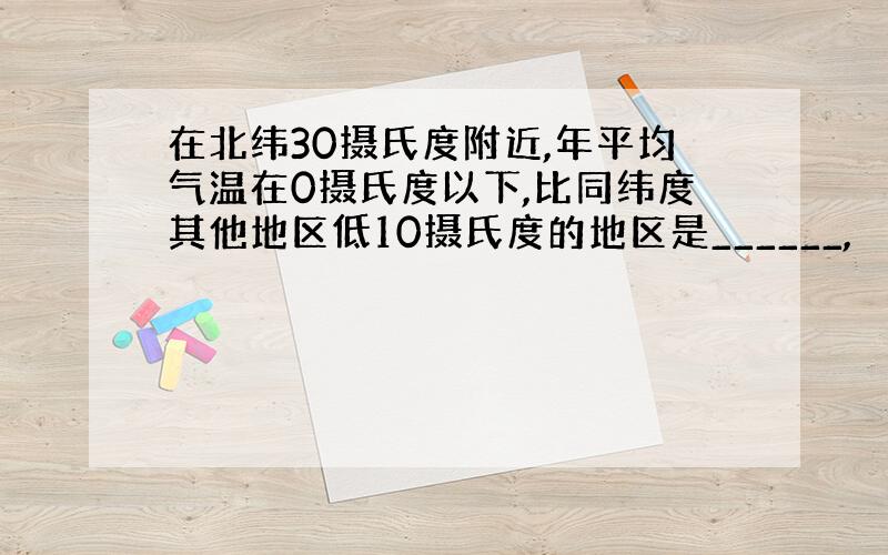 在北纬30摄氏度附近,年平均气温在0摄氏度以下,比同纬度其他地区低10摄氏度的地区是______,