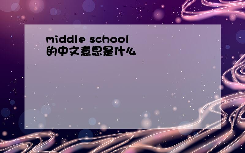 middle school 的中文意思是什么